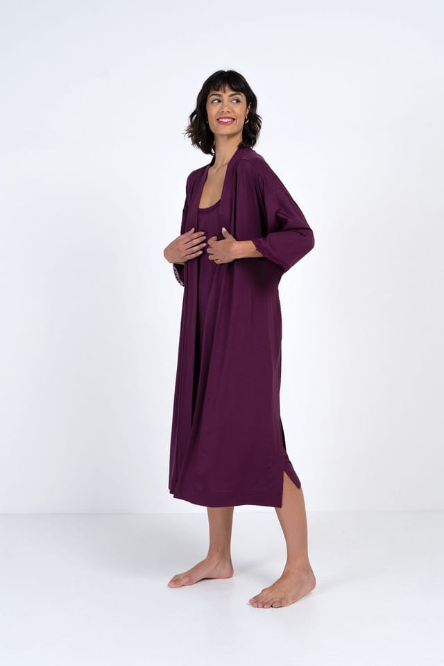 Kettlewell Kettlewell Women's Luna Dressing Gown in Aubergine - 3