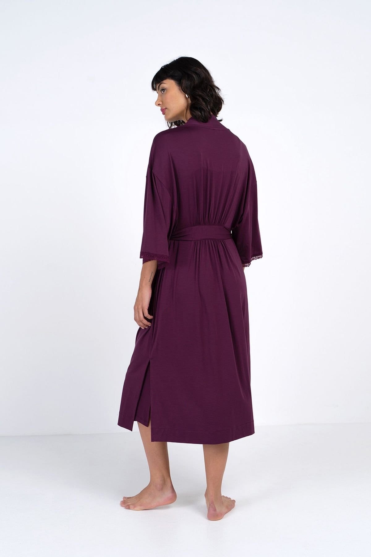 Kettlewell Kettlewell Women's Luna Dressing Gown in Aubergine - 4