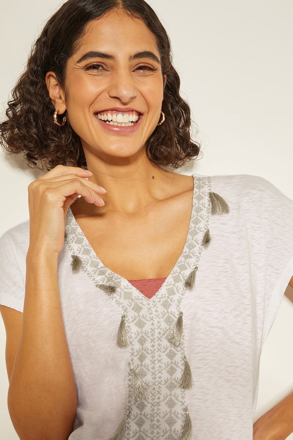 Monsoon Monsoon Women's Jodie Tassel Beach Tunic Mini Dress White - 4