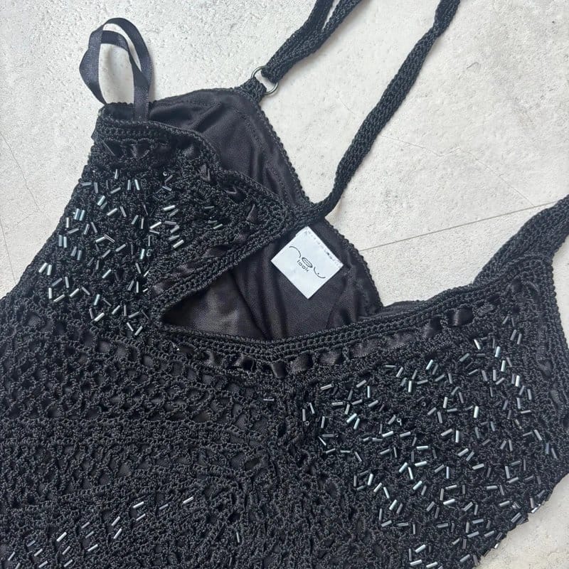 New Look vintage new look crochet sequin cami size small - 1