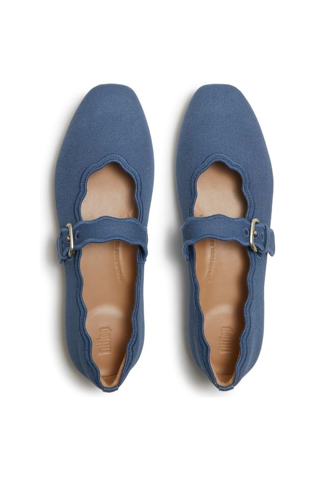 FitFlop FitFlop Women's Delicato Wave-Edge Mary Janes in Mid Blue - 3