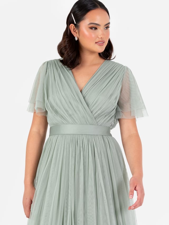 Anaya with Love Anaya with Love Women's Faux Wrap Short Sleeve Maxi Dress in Green - 2