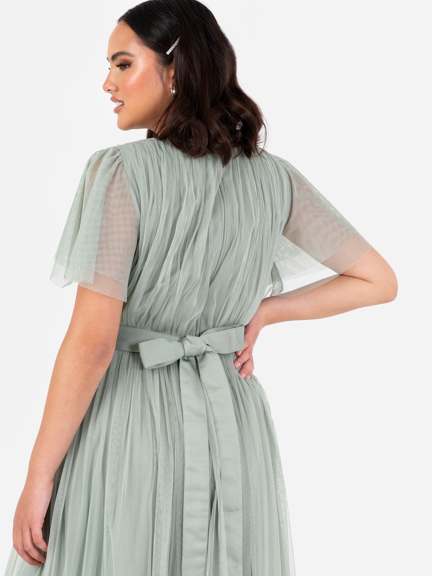 Anaya with Love Anaya with Love Women's Faux Wrap Short Sleeve Maxi Dress in Green - 4