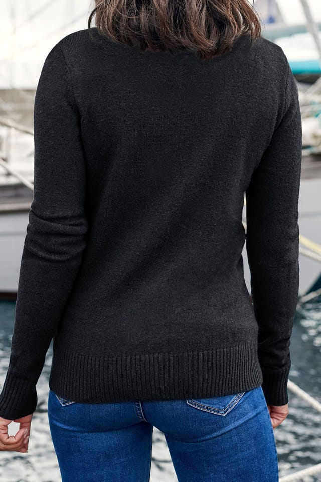 WoolOvers WoolOvers Women's 100% Wool Fitted Zip Thru Cardigan in Black - 3