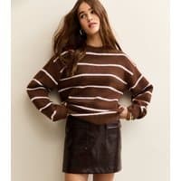 New Look Women's Brown Thin Stripe Midweight Knit Jumper New Look