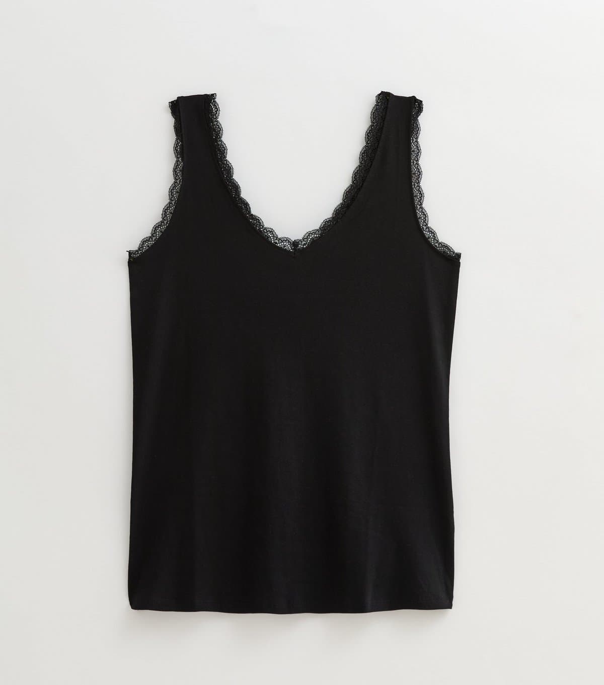 New Look Women's Plus Size Black Lace Trimmed V-Neck Vest Curves New Look