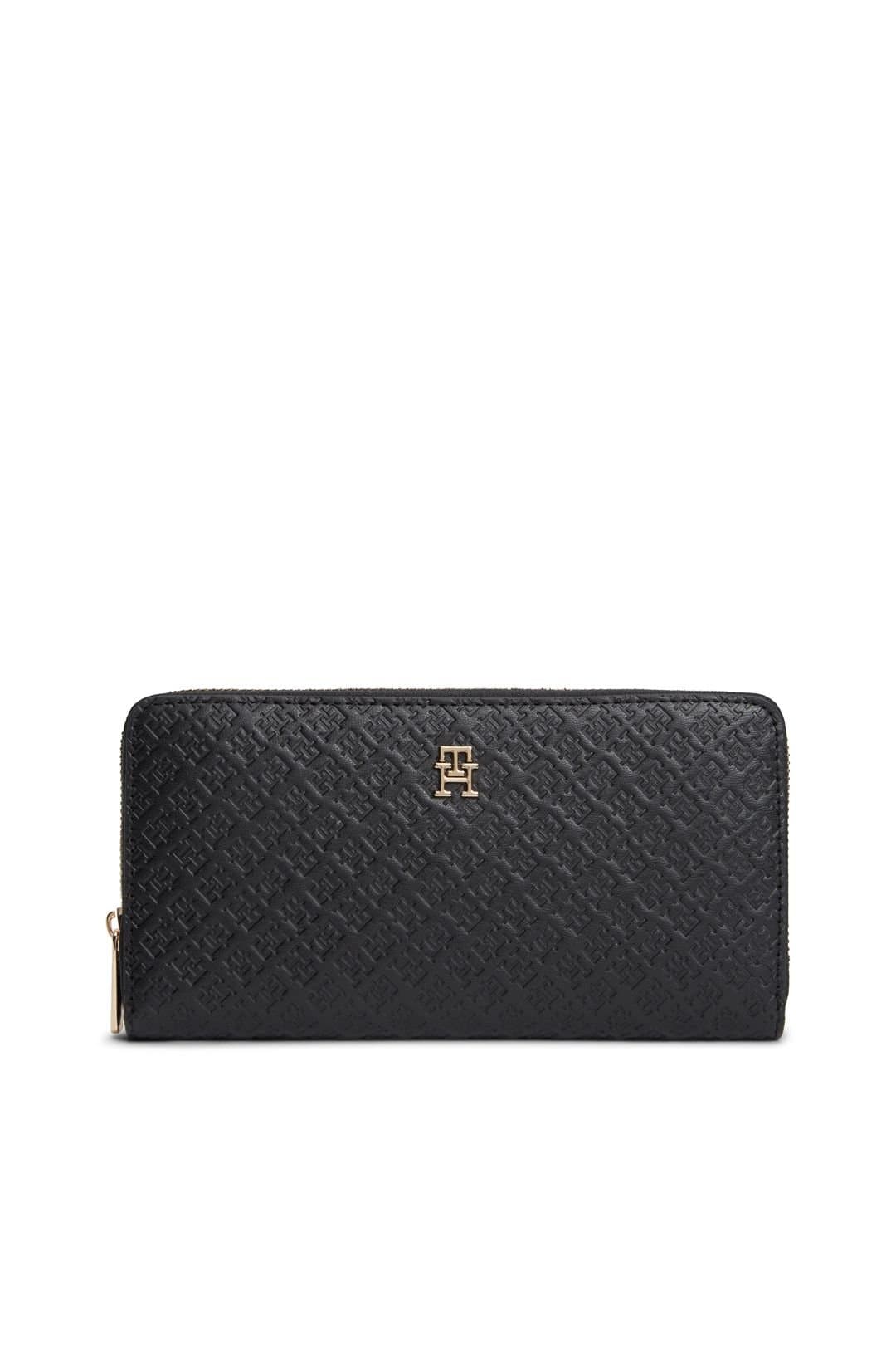 Tommy Hilfiger Tommy Hilfiger Women's Icon Large Monogram Zip-Around Wallet Black