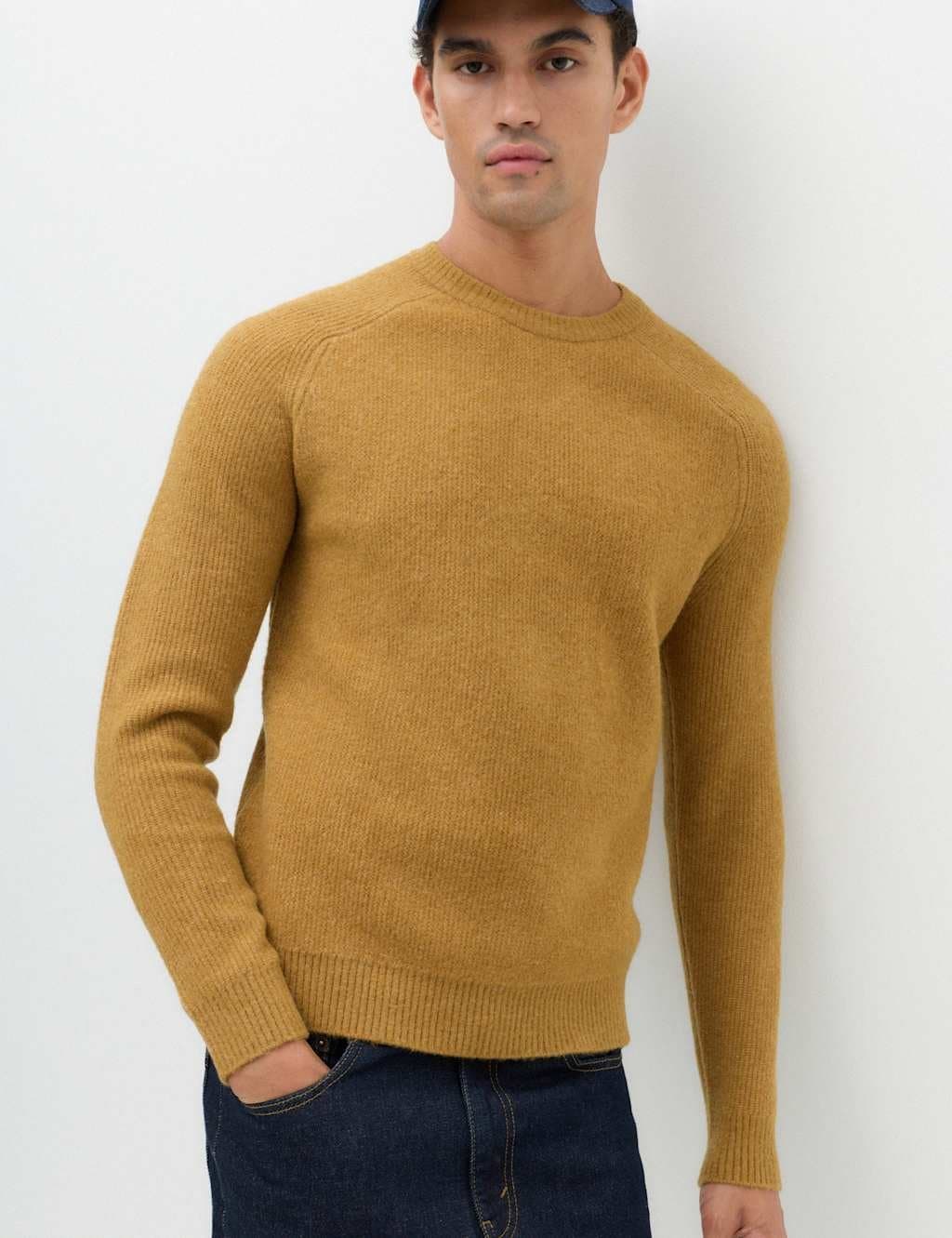 Marks & Spencer M&S Supersoft Crew Neck Jumper with Wool Butterscotch