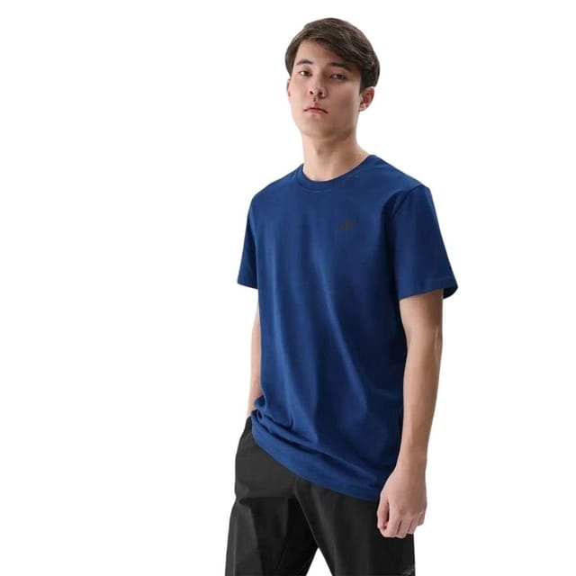 4F 4F Men's Plain Regular T-Shirt in Navy - 3