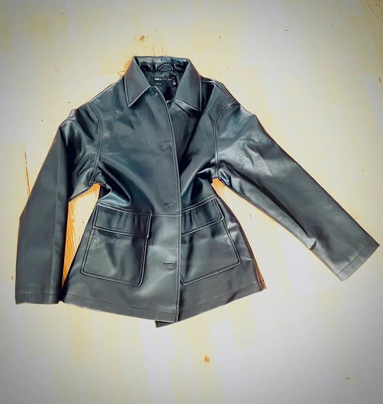 ASOS ASOS Design Tall leather look Harrington Jacket