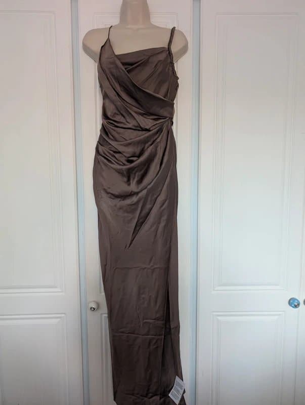 ASOS ASOS draped satin maxi dress in mocha size 4