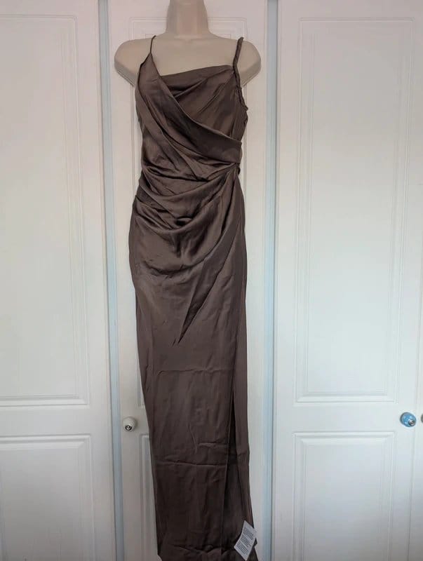 ASOS Mocha Satin Maxi Dress Size 4