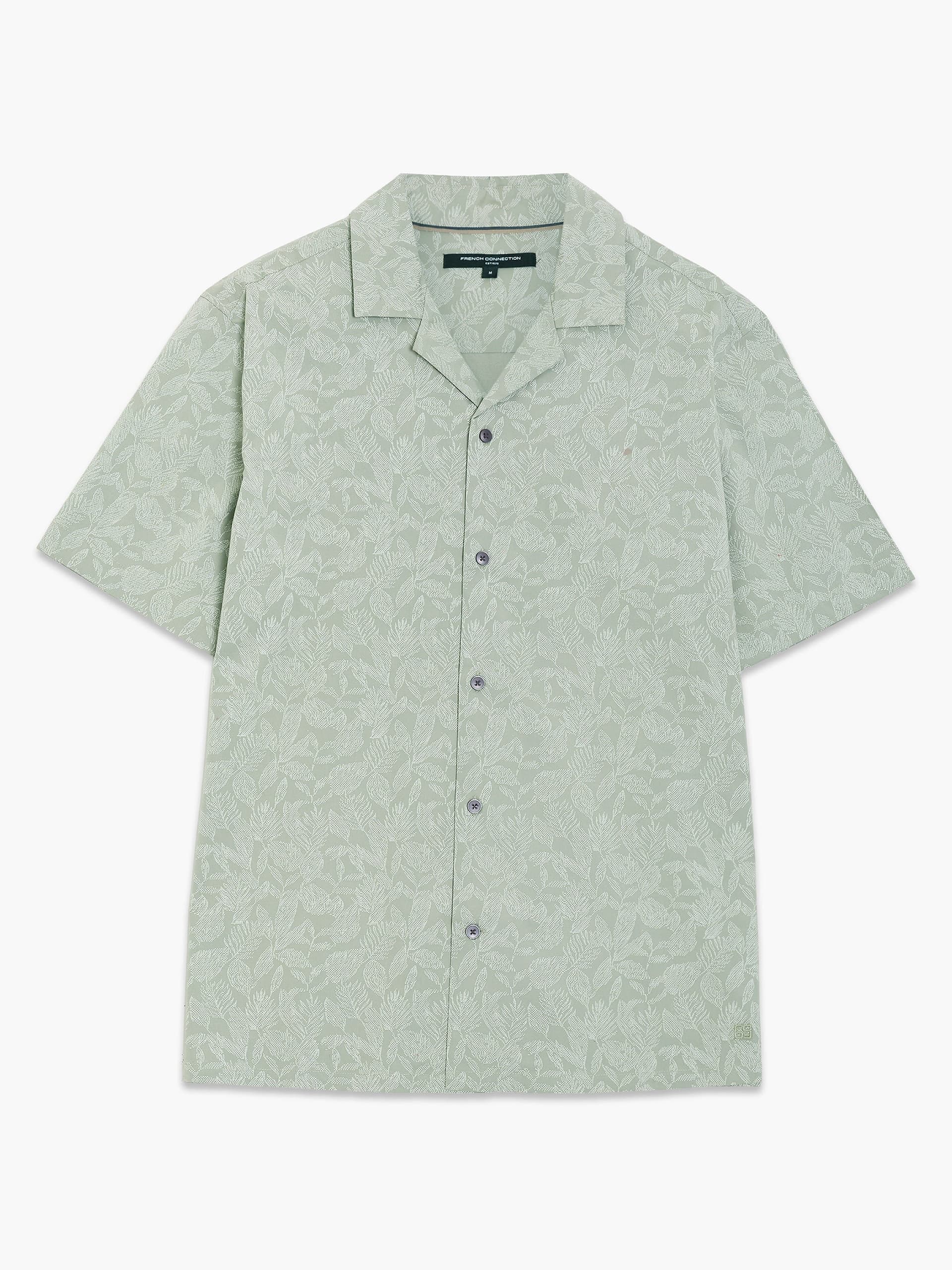 French Connection Short Sleeve Tropical Leaf Print Green Shirt Shadow Green Multicoloured