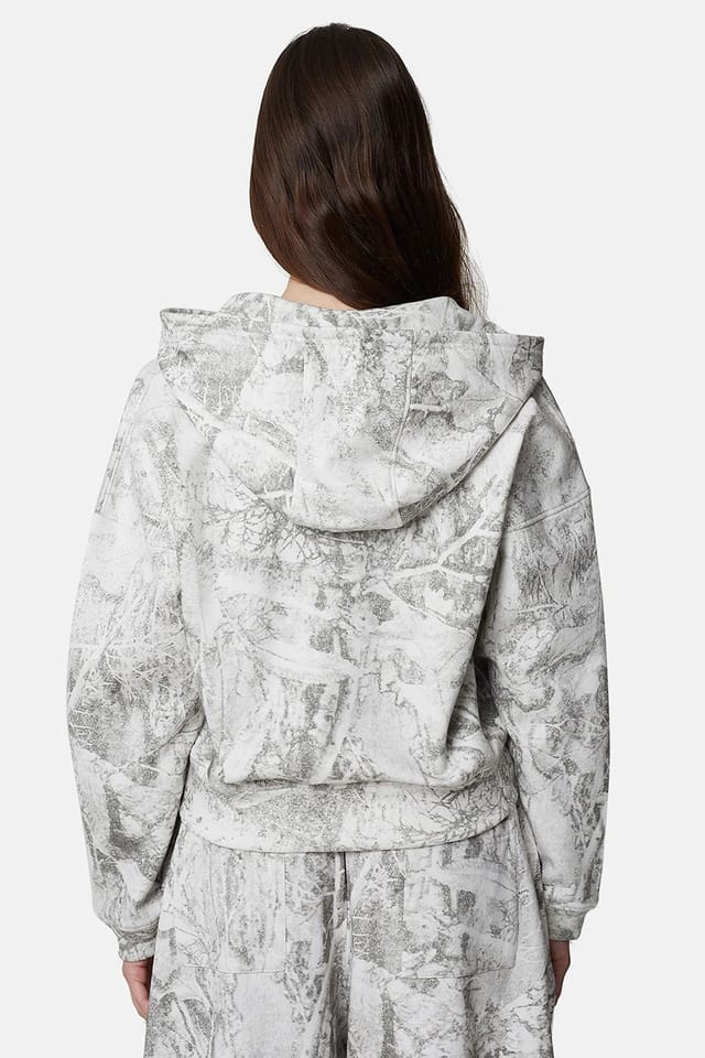 Good For Nothing Good For Nothing Women's Baggy Camo Zip Hoodie with Embroidered Logo in Light Grey - 2