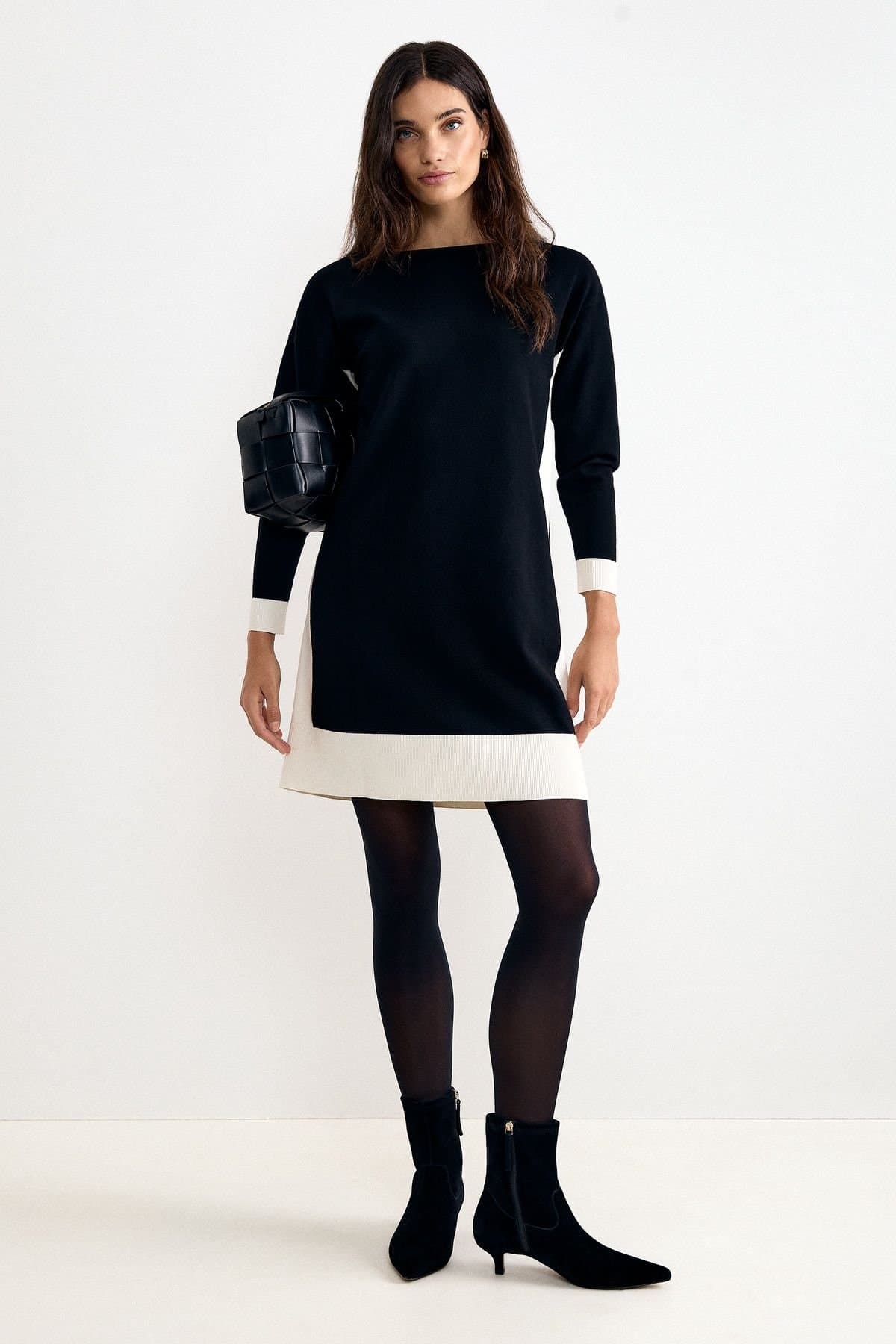 Phase Eight Phase Eight Women's Mirkela Colour Bock Knit Dress in Black