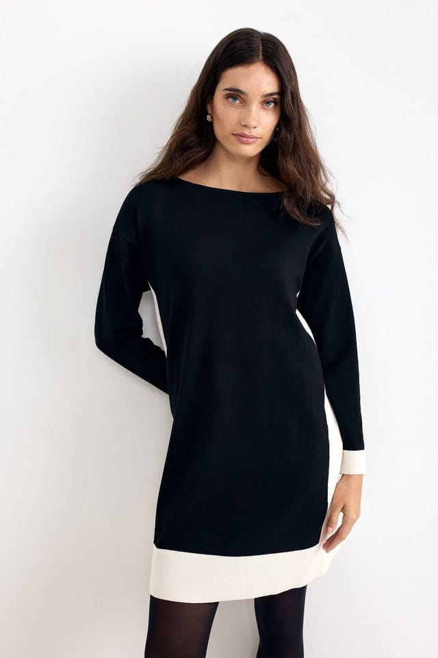 Phase Eight Phase Eight Women's Mirkela Colour Bock Knit Dress in Black - 3