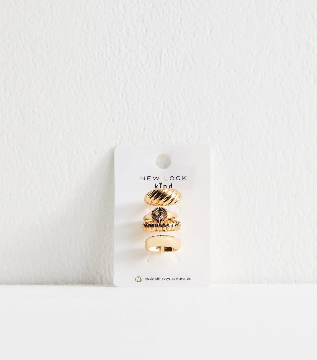 New Look Gold Tone Pack of 4 Chunky Twist Signet Rings New Look