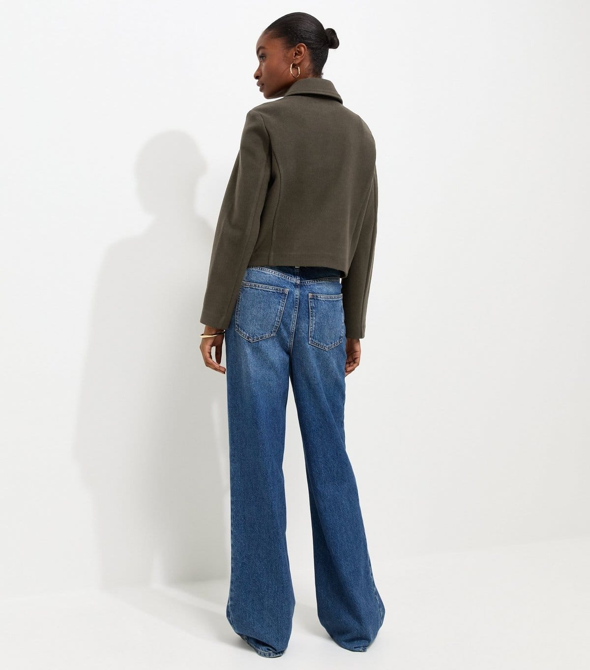 New Look Women's Dark Khaki Button Front Collared Shacket New Look - 4
