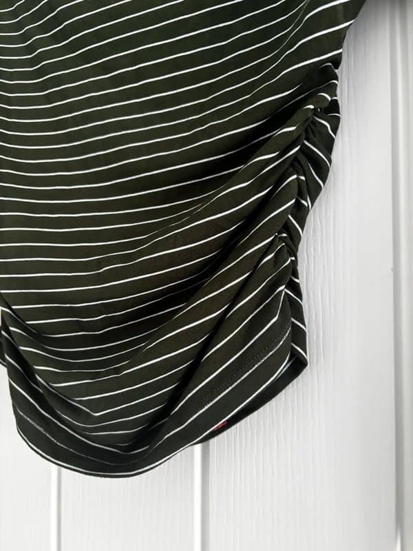 ASOS Design Asos Design khaki striped ruched jersey top size XS