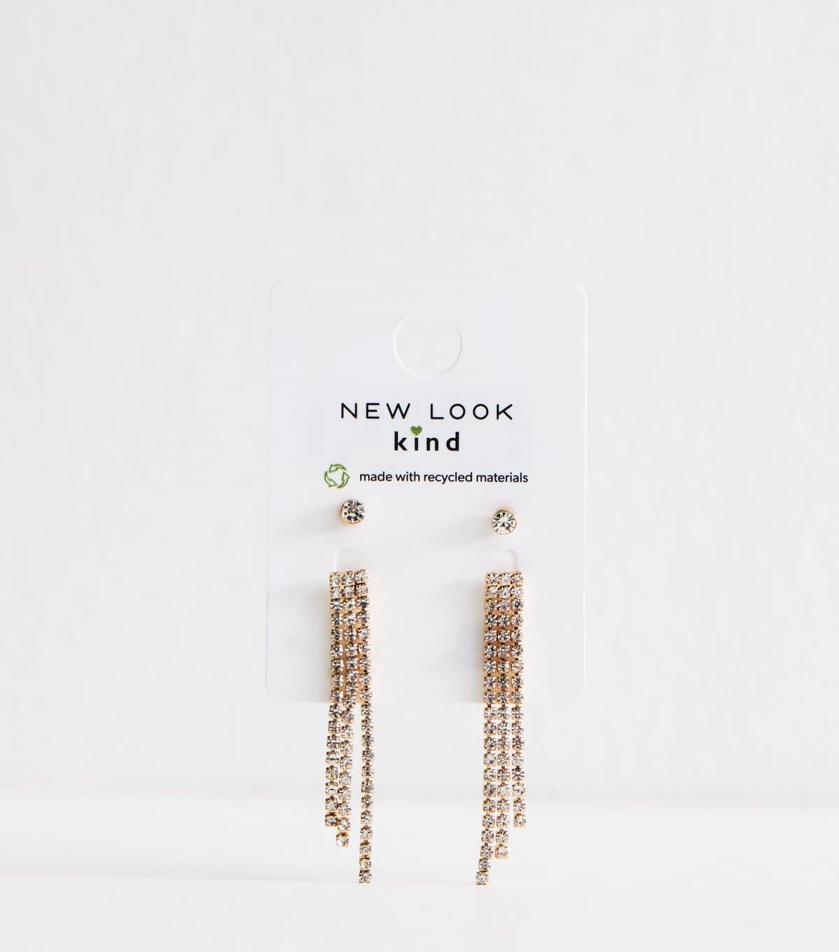 New Look New Look Gold Tone Diamantè Stud Tassel Earrings
