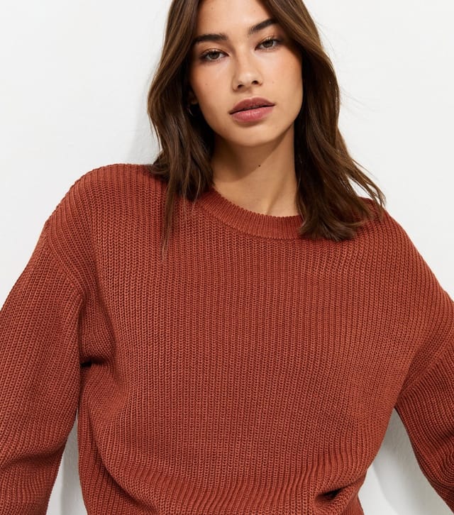 New Look Women's Rust Ribbed Knit Meet The Jean Jumper New Look - 2