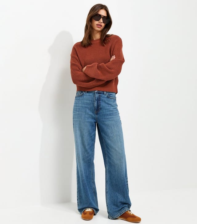 New Look Women's Rust Ribbed Knit Meet The Jean Jumper New Look - 3