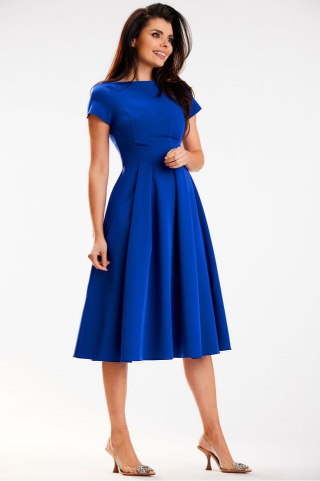 Love Lace Love Lace Women's Awama Midi Boat Neck Short Sleeve Dress in Blue - 2