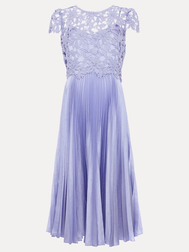 Phase Eight Phase Eight Women's Dana Lace Double Lay Pleated Midi Dress in Pale Blue - 2