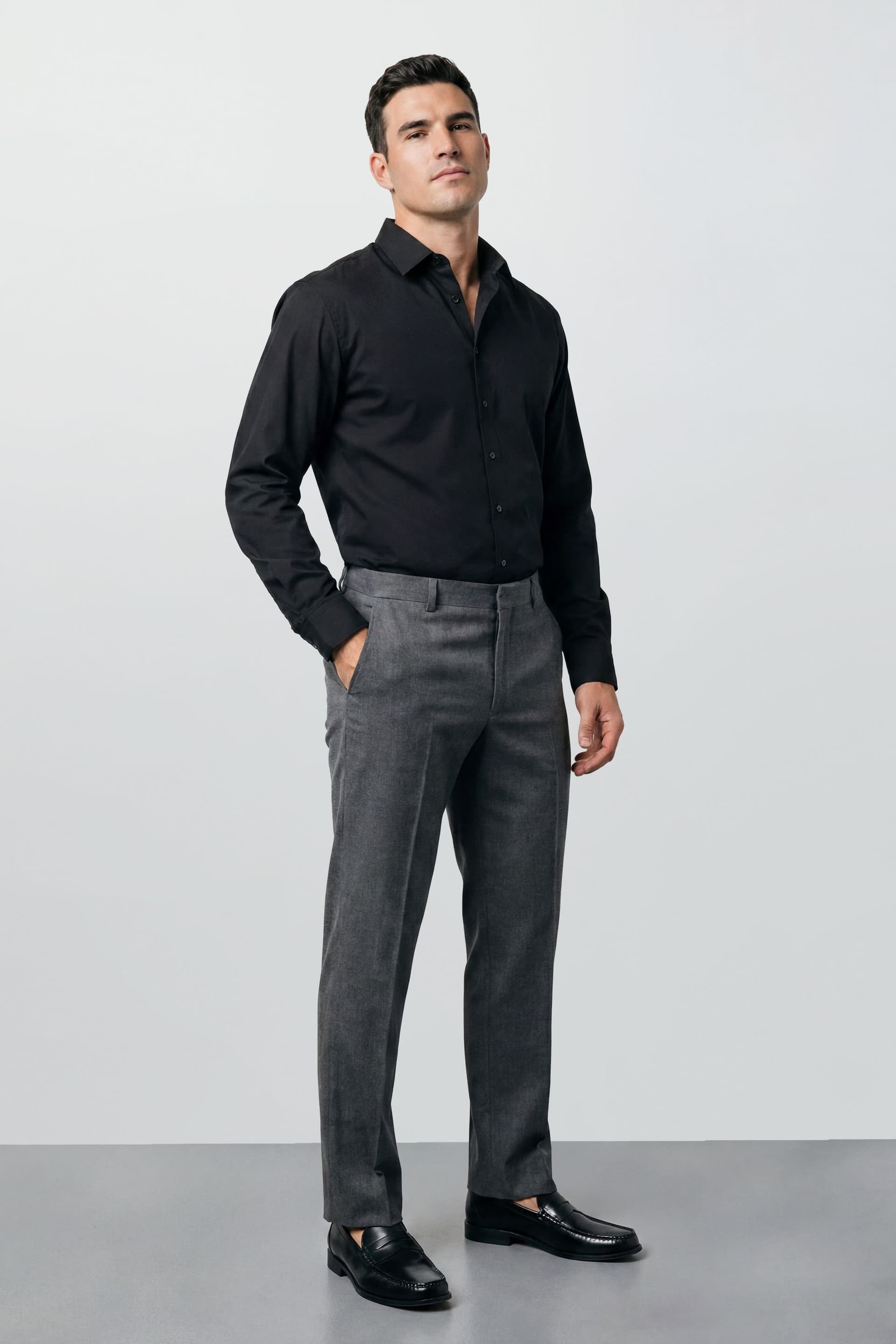 Burton Burton Men's Plus & Tall Black Easy Iron Long Sleeve Shirt