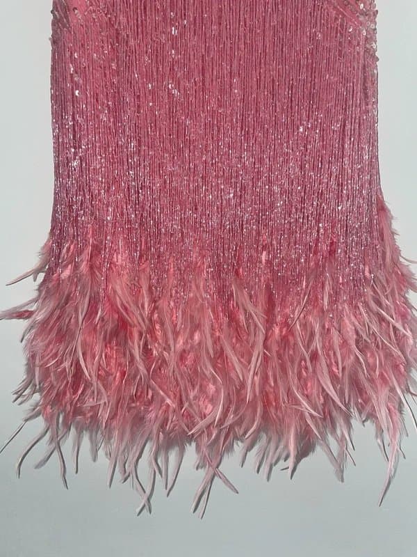 Nadine Merabi Nadine Merabi Lottie Pink Embellished Mini Summer Dress Size L UK 14 RRP £545