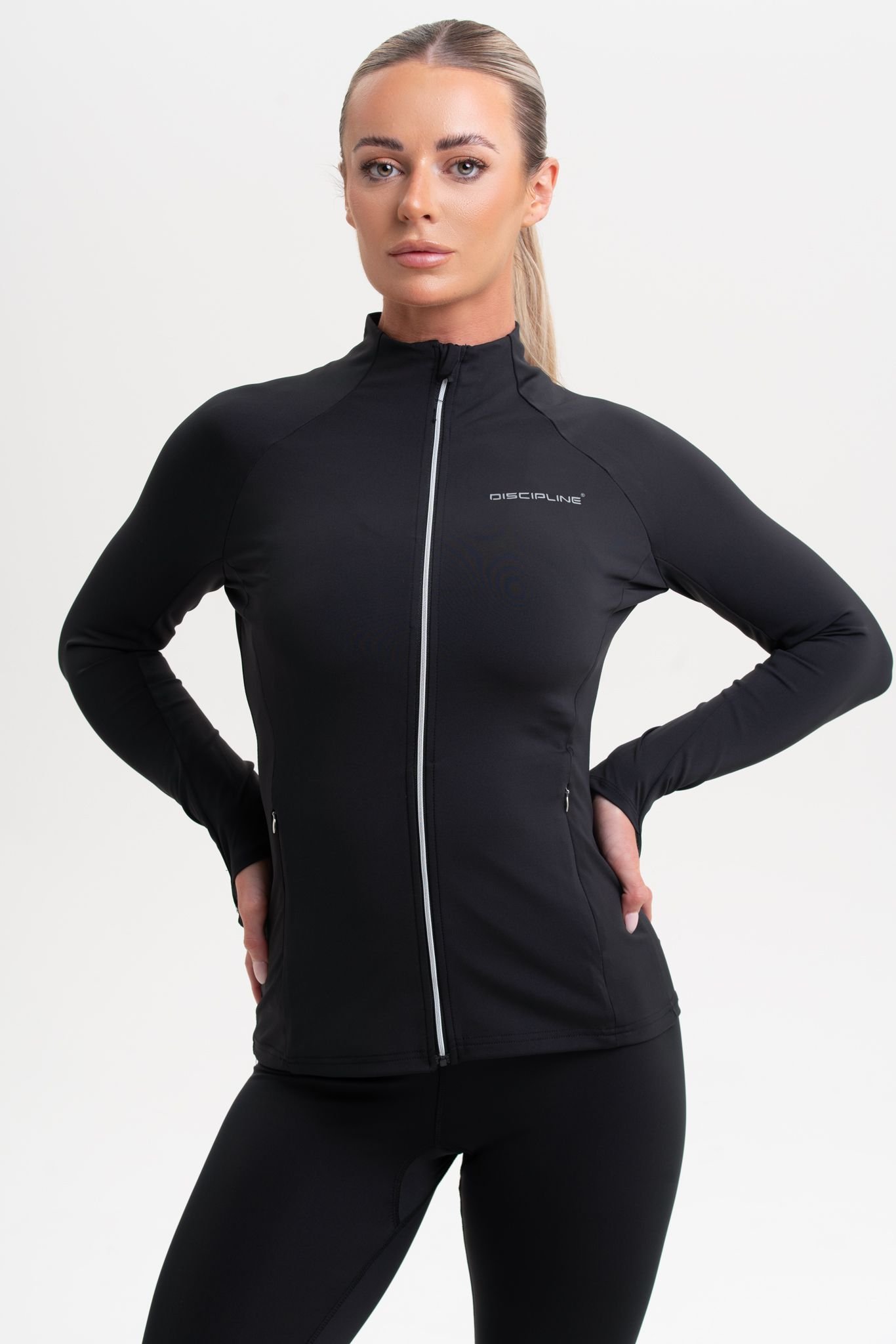Discipline 365 Discipline 365 Women's Discipline Funnel Neck Sport Gym Zip Through Top Jacket in Black - 2