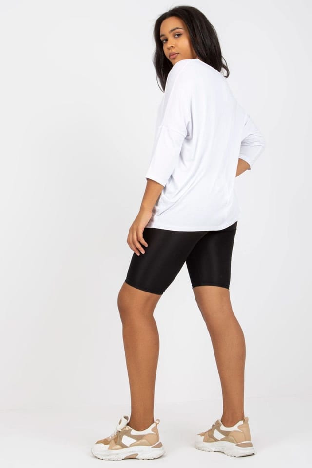 Love Lace Love Lace Women's Plus Size Blouse 3/4 Boat Neck in White - 3
