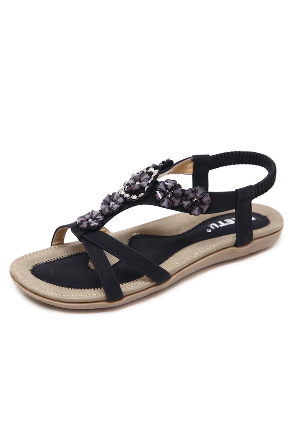 MODISHION MODISHION Women's Boho Casual Flat Sandals in Black - 3