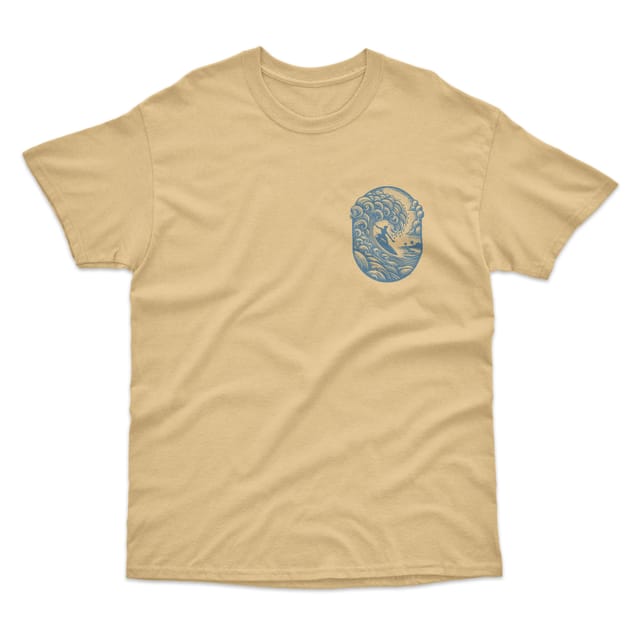 Bad Zebedee Bad Zebedee Men's Summer Surfer Back Print T-Shirt in Beige - 3