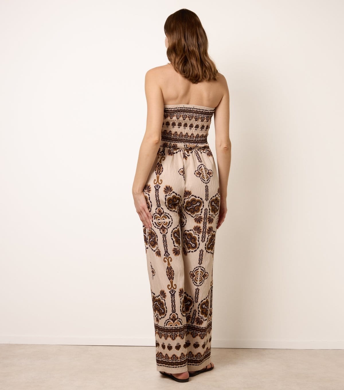 Blue Vanilla Women's Brown Floral Print Diamante Bandeau Jumpsuit Blue Vanilla New Look - 4
