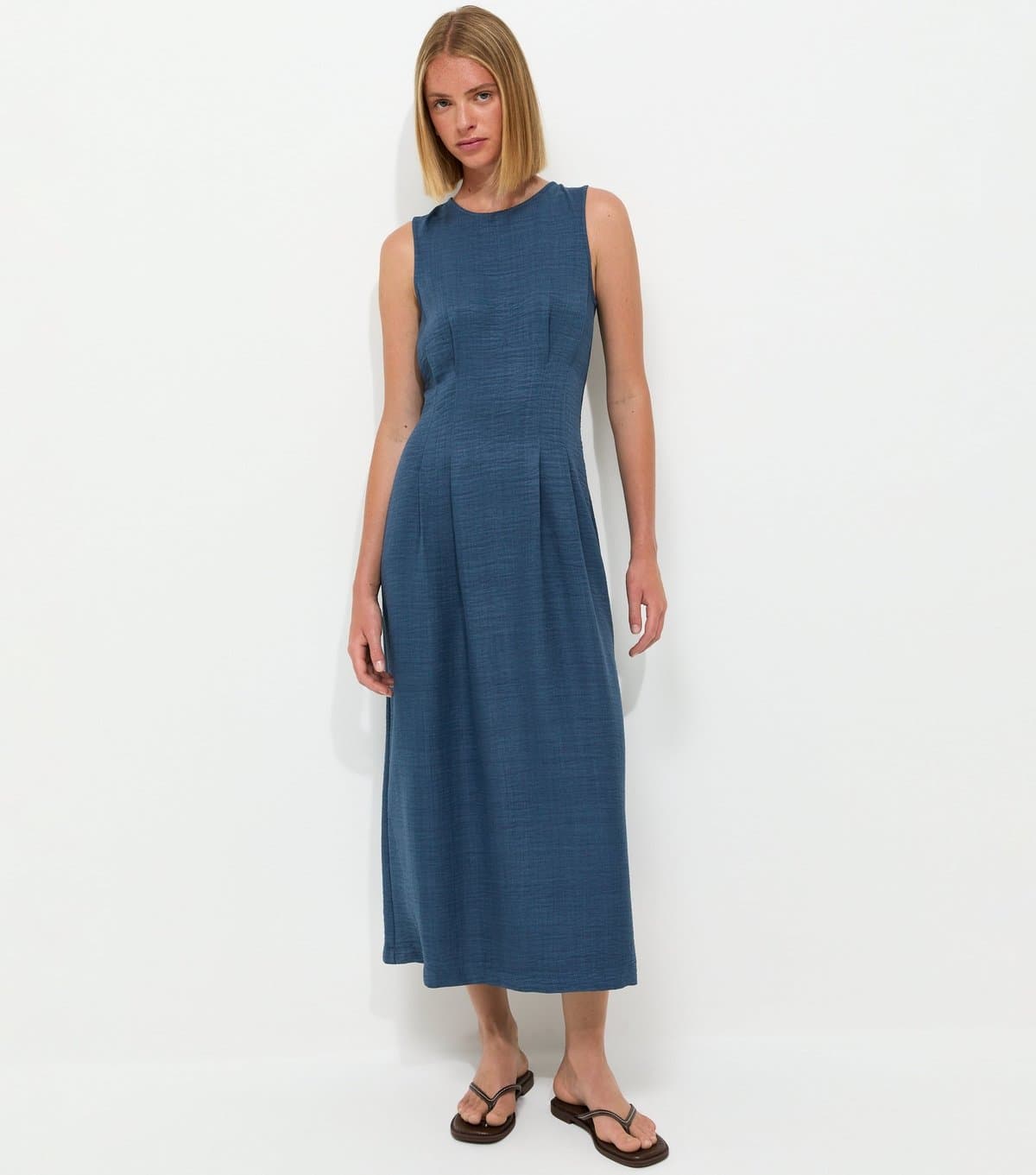 New Look Women's Blue Crepe Sleeveless Column Midi Dress New Look
