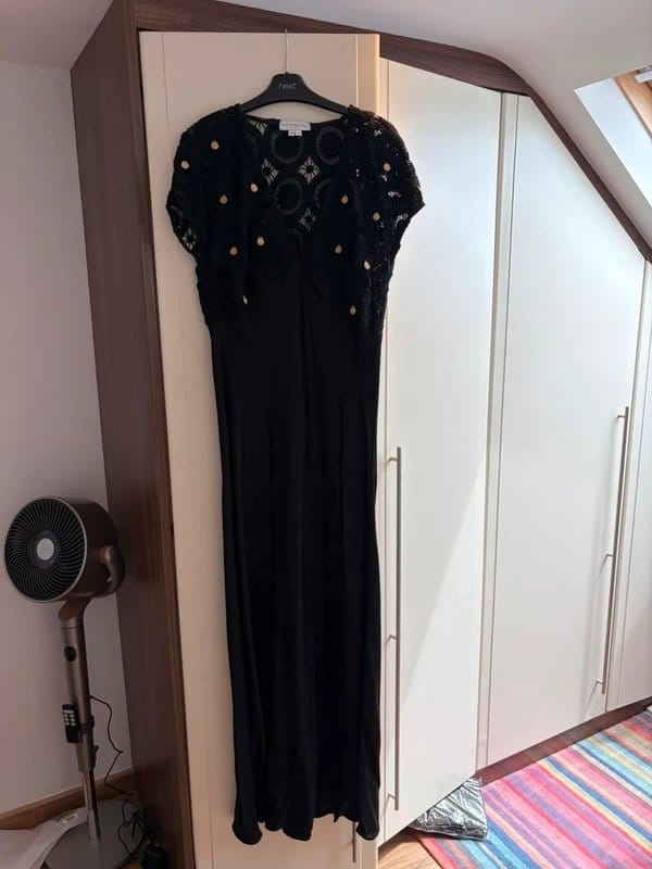 Never Fully Dressed Elodie Black Crochet Maxi Dress