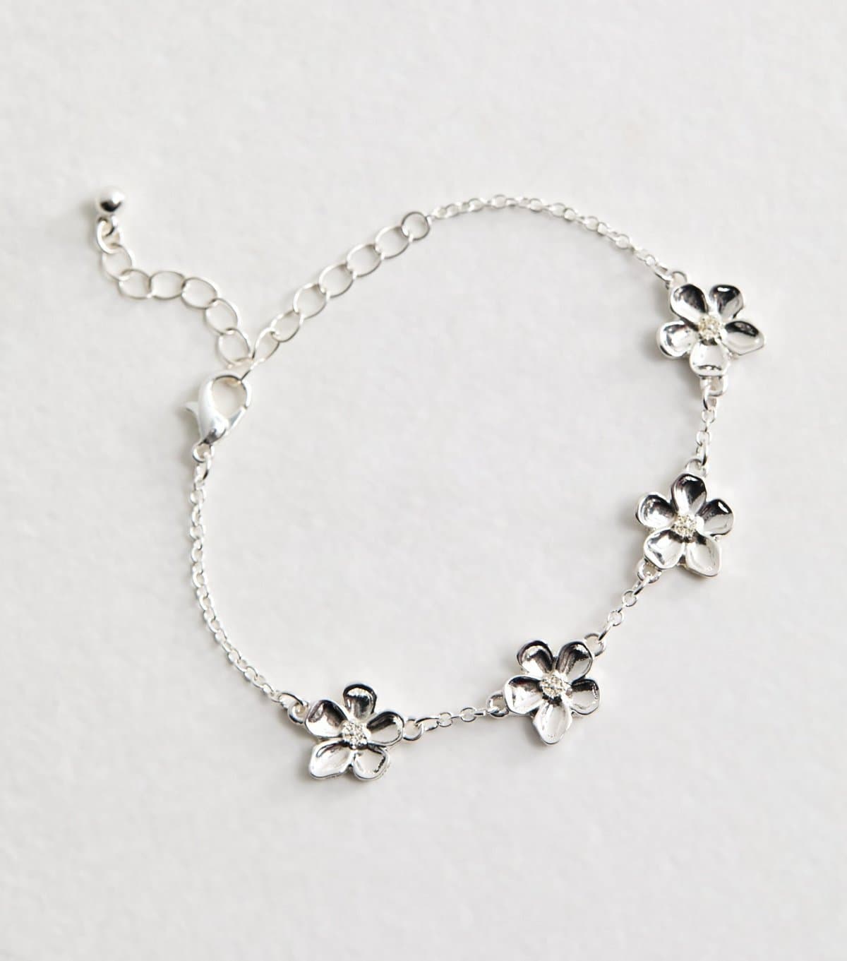 New Look Silver Tone Flower Chain Bracelet New Look