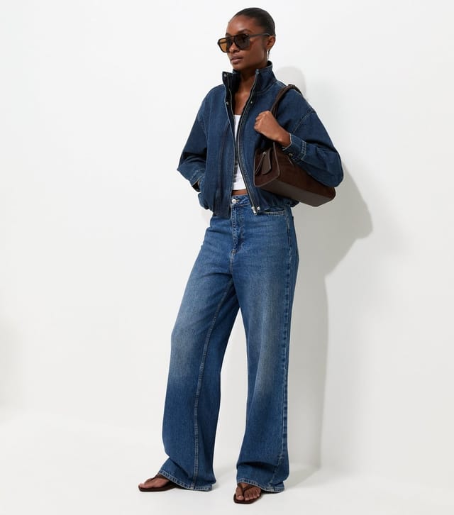 New Look Women's Blue Cotton Funnel Neck Denim Jacket New Look - 2