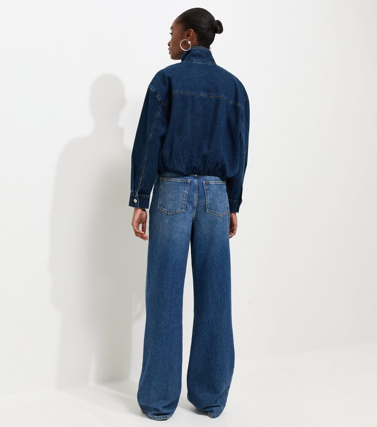 New Look Women's Blue Cotton Funnel Neck Denim Jacket New Look - 4