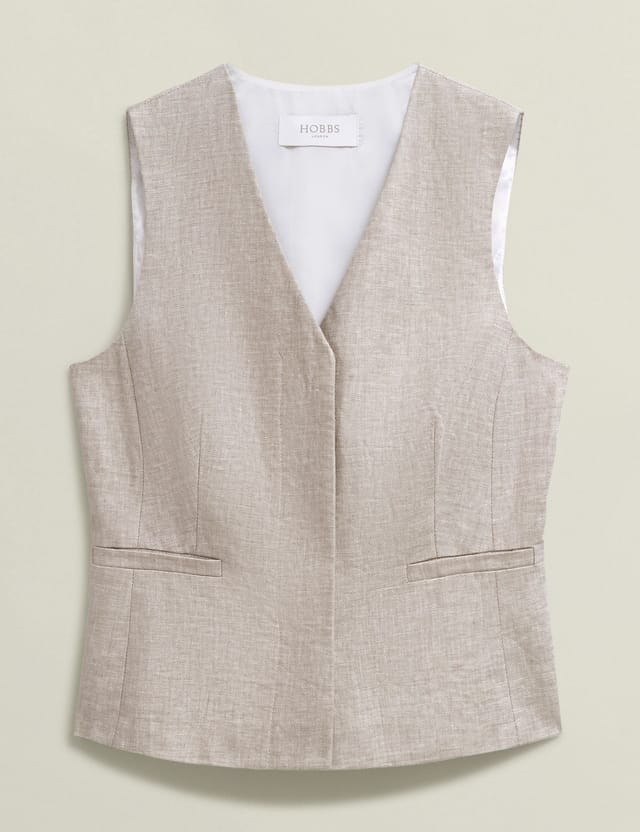 Hobbs London Hobbs London Women's Alessia Linen Waistcoat in Light Beige - 2