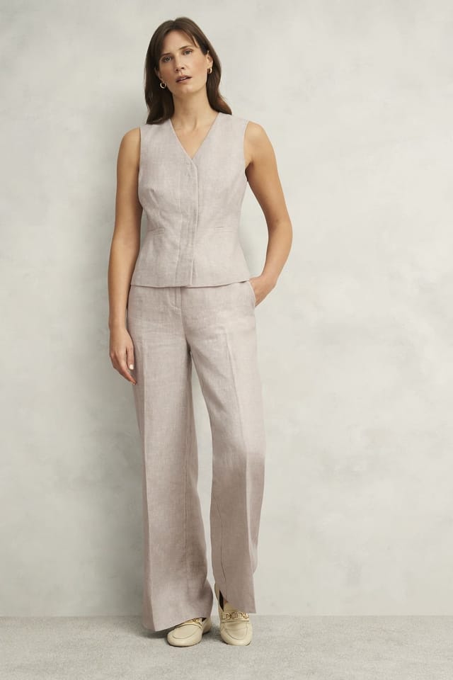 Hobbs London Hobbs London Women's Alessia Linen Waistcoat in Light Beige - 3