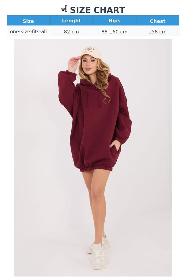 Love Lace Love Lace Women's Oversize Cotton Sweatshirt Dress with Hood in Red - 3