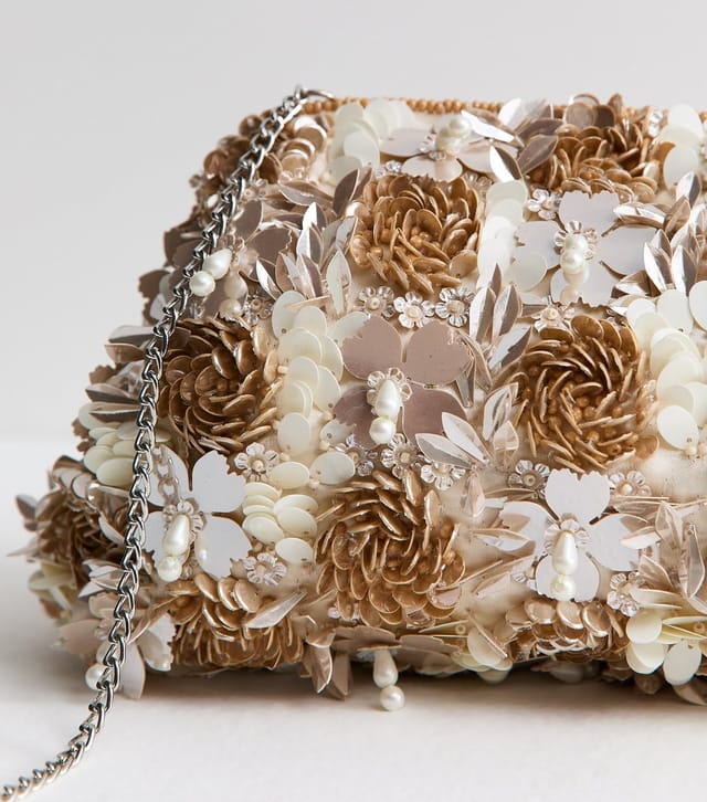 New Look Brown Bead and Sequin Flower Shoulder Bag New Look - 3