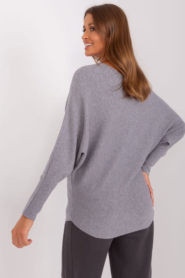 Love Lace Love Lace Women's Viscose Batwing Sleeve Sweater in Grey - 3