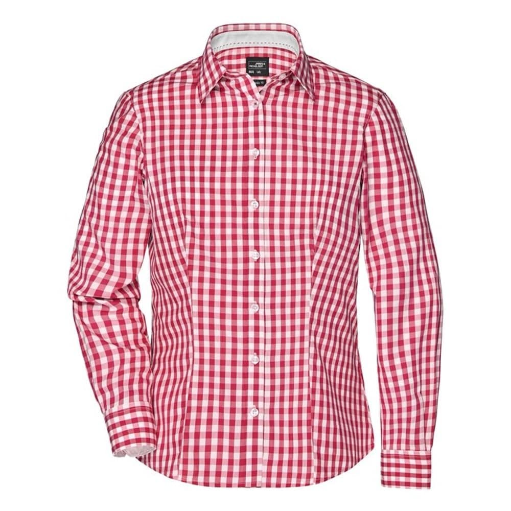 James and Nicholson James and Nicholson Women's Checked Blouse in Red