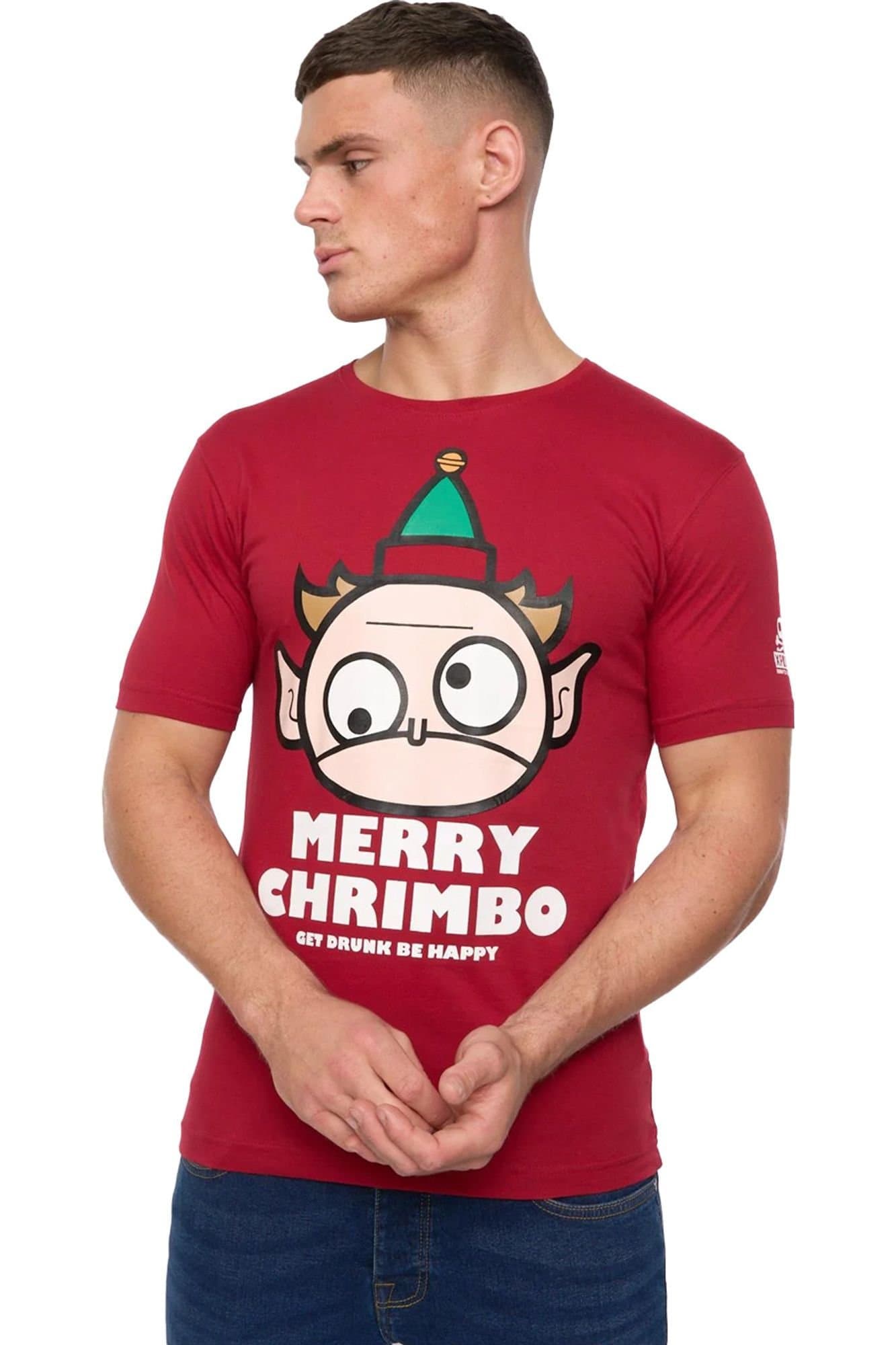 Xplicit Xplicit Men's Drunk Elf Christmas T-Shirt in Red