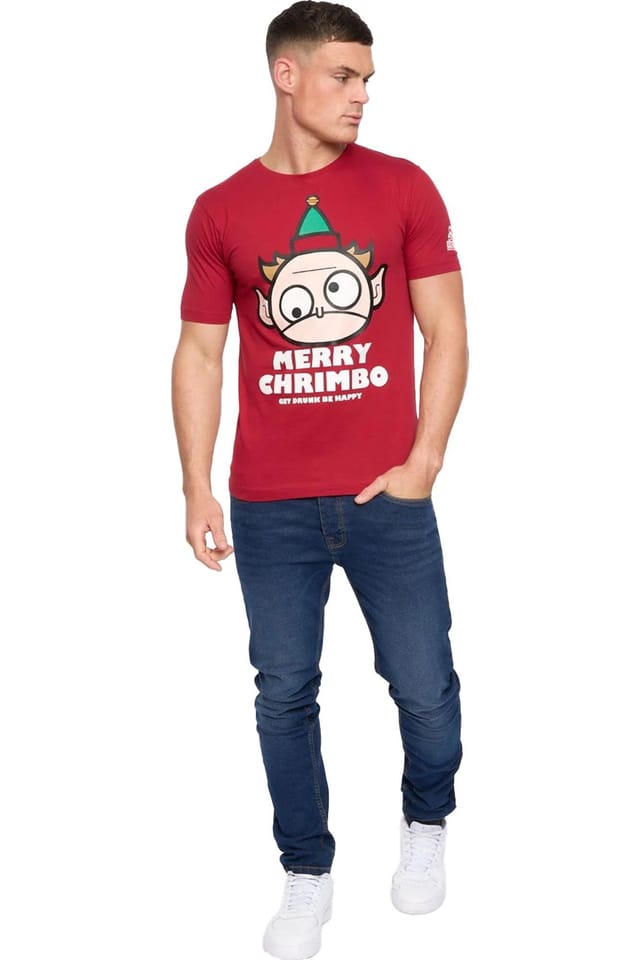 Xplicit Xplicit Men's Drunk Elf Christmas T-Shirt in Red - 3