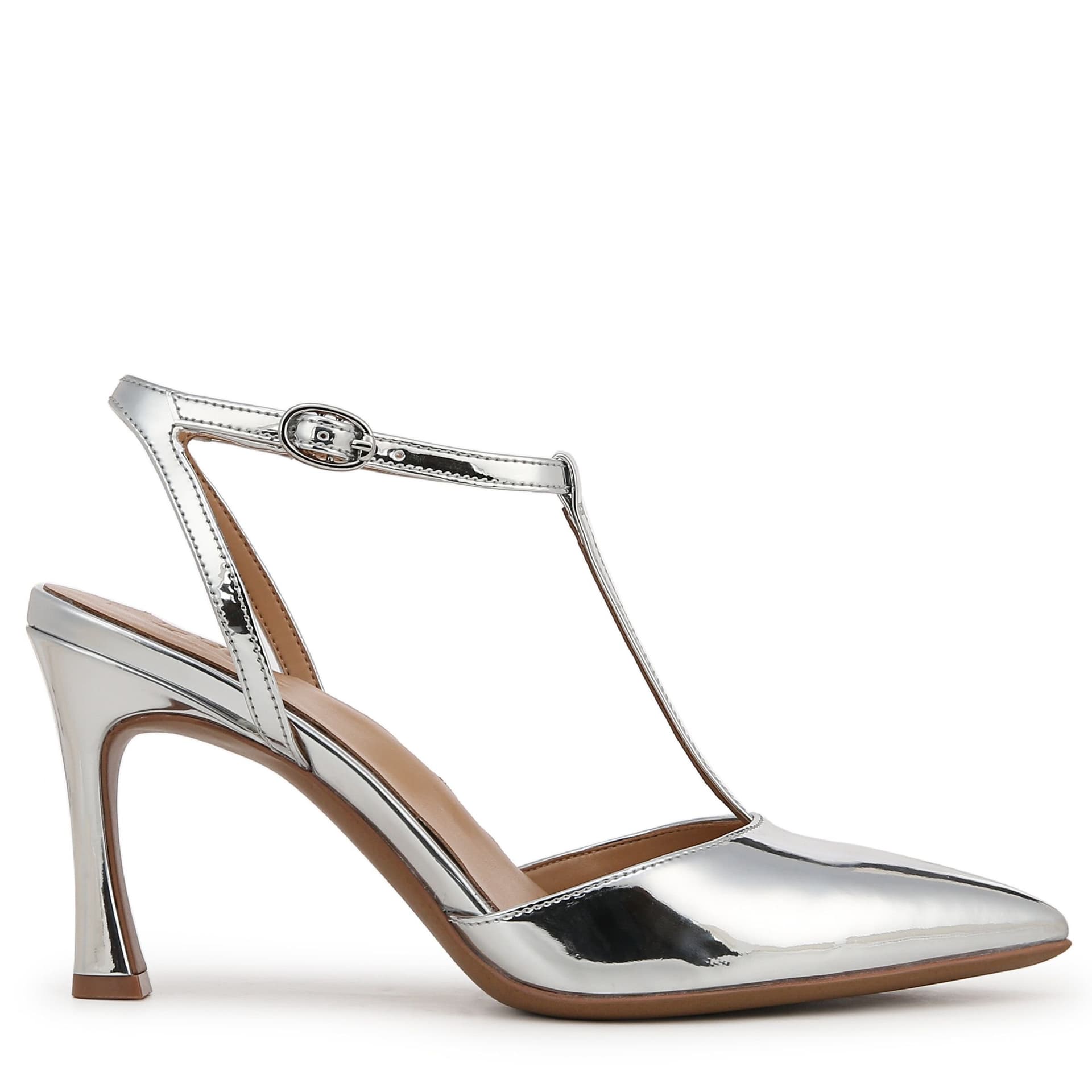 Naturalizer Naturalizer Silver Metallic T-Strap Heels