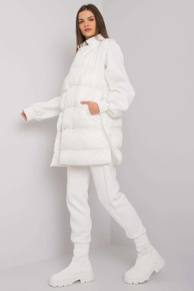 Love Lace Love Lace Women's Down Vest Sweat Set Polyester in White - 2
